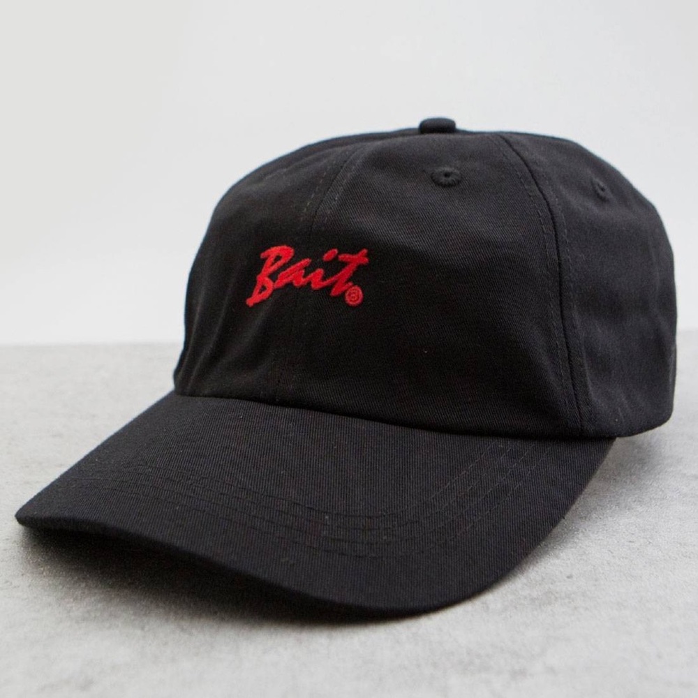 3/$25-Bait Script Logo Dad Cap in black